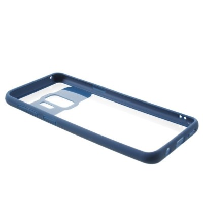Samsung Galaxy S9 (G960) skaidrus mėlynos spalvos apvadais kieto silikono (TPU) dėklas / Priedai.lt