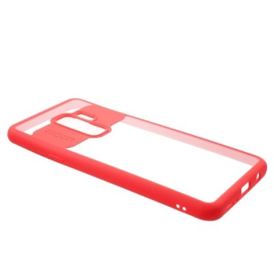 Samsung Galaxy S9+ (G965) skaidrus raudonos spalvos apvadais kieto silikono (TPU) dėklas / Priedai.lt