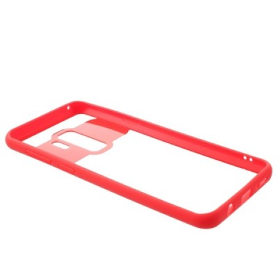 Samsung Galaxy S9+ (G965) skaidrus raudonos spalvos apvadais kieto silikono (TPU) dėklas / Priedai.lt