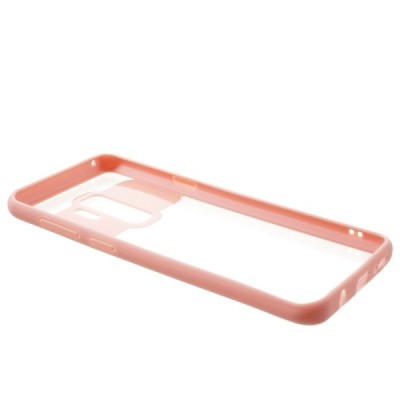 Samsung Galaxy S9+ (G965) skaidrus rožinės spalvos apvadais kieto silikono (TPU) dėklas / Priedai.lt