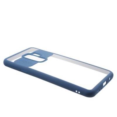Samsung Galaxy S9+ (G965) skaidrus mėlynos spalvos apvadais kieto silikono (TPU) dėklas / Priedai.lt