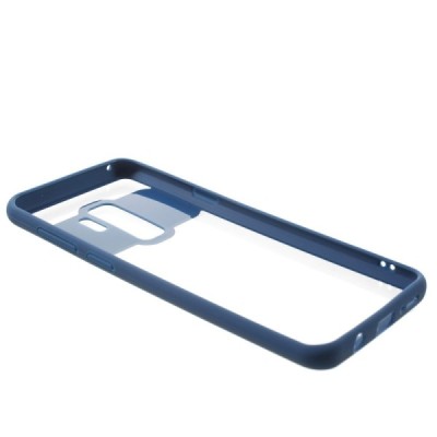 Samsung Galaxy S9+ (G965) skaidrus mėlynos spalvos apvadais kieto silikono (TPU) dėklas / Priedai.lt