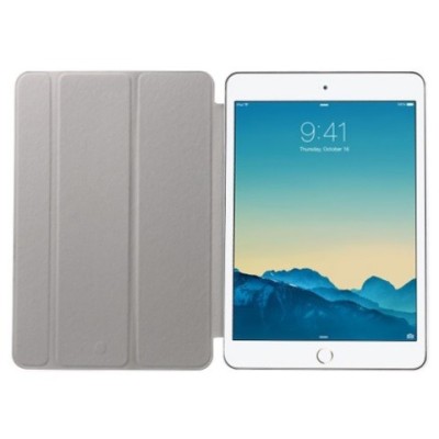 Apple iPad Mini 1 / 2 / 3 atvēramais balts Telsda ādas maciņš / Vacins.lv