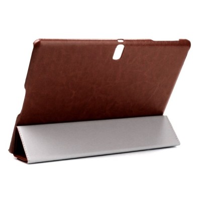 Samsung Galaxy Tab S 10.5 (T805, T800) atverčiamas rudas odinis dėklas - knygutė / Priedai.lt
