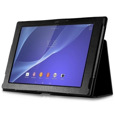 Sony Xperia Tablet Z klasisks atvēramais melns futrālis / Vacins.lv