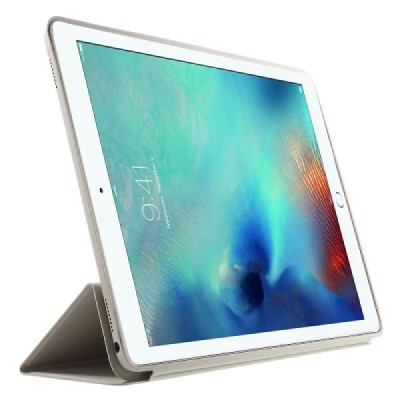 Apple iPad Pro 12.9" atverčiamas smart case smėlio spalvos odinis dėklas - knygutė / Priedai.lt
