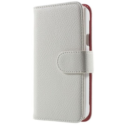 LG L90 (D405) atvēramais balts ādas Litchi maciņš (maks) / Vacins.lv