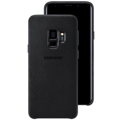 Samsung Galaxy S9 (G960) Alcantara  Cover melns plastmasas apvalks / vacins.lv