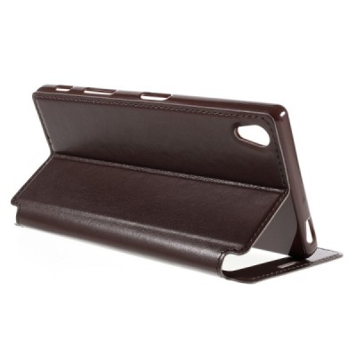 Roar Noble atverčiamas Sony Xperia Z5 Premium (Sony Xperia Z5 Premium Dual) rudas odinis dėklas / Priedai.lt