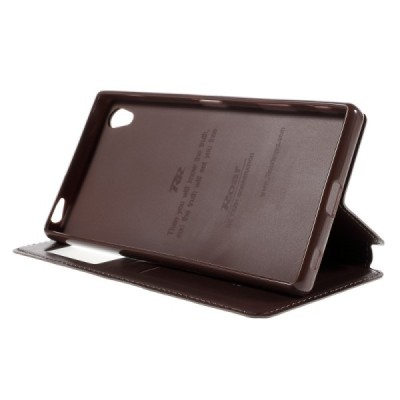 Roar Noble atverčiamas Sony Xperia Z5 Premium (Sony Xperia Z5 Premium Dual) rudas odinis dėklas / Priedai.lt