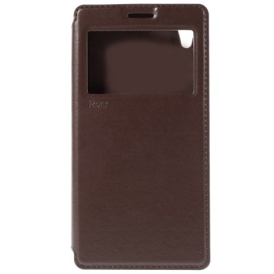 Roar Noble atverčiamas Sony Xperia Z5 Premium (Sony Xperia Z5 Premium Dual) rudas odinis dėklas / Priedai.lt