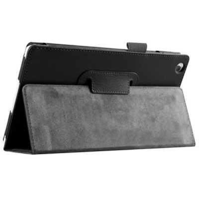 Lenovo Tab2 A8-50 (Tab3 8.0) Litchi atvēramais melns maciņš / Vacins.lv