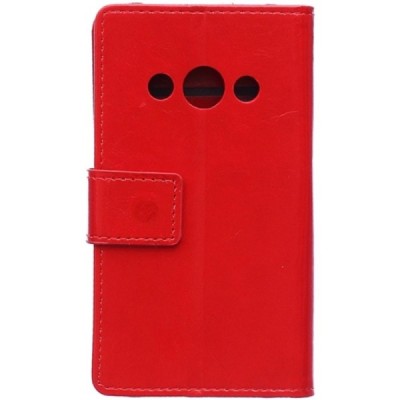 Samsung Galaxy Xcover 3 (G388) atverčiamas raudonas odinis dėklas - piniginė / Priedai.lt