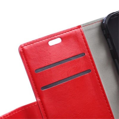 Samsung Galaxy Xcover 3 (G388) atverčiamas raudonas odinis dėklas - piniginė / Priedai.lt