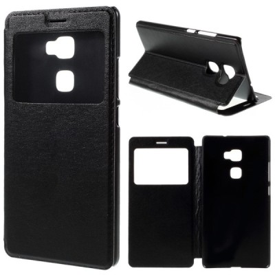 Huawei Mate S melns atvēramais „View Window“ ādas maciņš / Vacins.lv