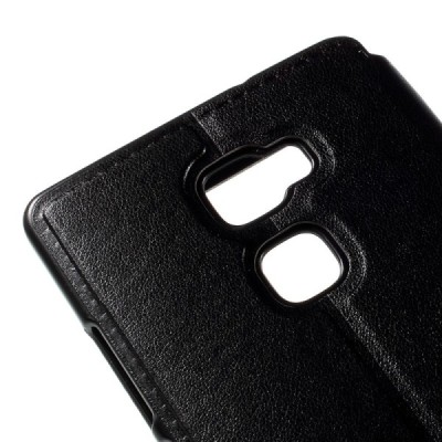 Huawei Mate S melns atvēramais „View Window“ ādas maciņš / Vacins.lv