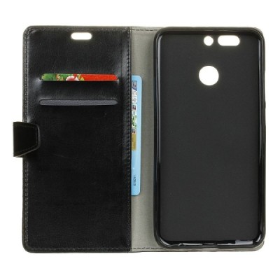 Honor 8 Pro (Huawei Honor V9) atvēramais ādas melns maciņš, grāmata (maks) / Vacins.lv