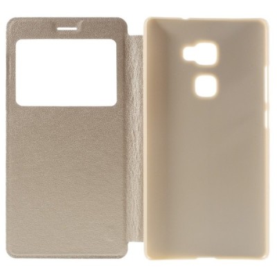 Huawei Mate S zelta atvēramais „View Window“ ādas maciņš / Vacins.lv