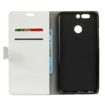 Honor 8 Pro (Huawei Honor V9) atverčiamas baltas odinis dėklas, knygutė - piniginė / Priedai.lt