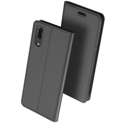 Huawei P20 „Dux Ducis“ Skin sērijas melns ādas atvērams maciņš / Vacins.lv