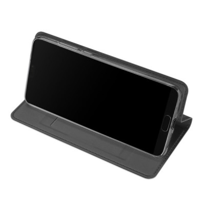 Huawei P20 „Dux Ducis“ Skin sērijas melns ādas atvērams maciņš / Vacins.lv
