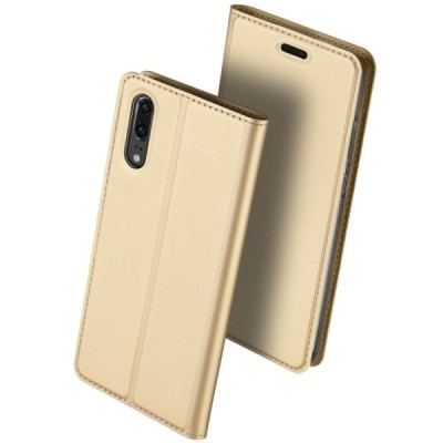 Huawei P20 „Dux Ducis“ Skin sērijas zelta ādas atvērams maciņš / Vacins.lv