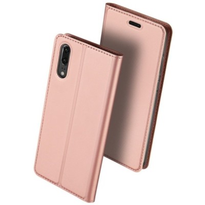 Huawei P20 „Dux Ducis“ Skin sērijas rozs ādas atvērams maciņš / Vacins.lv