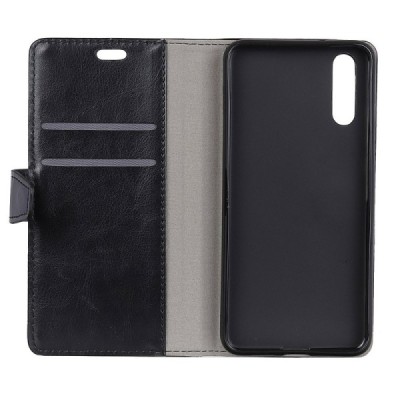 Huawei P20 atvēramais ādas melns maciņš, grāmata (maks) / Vacins.lv