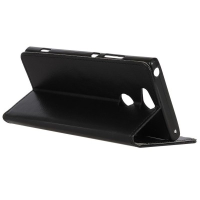 Sony Xperia XA2 (XA2 Dual) atverčiamas juodas odinis dėklas - piniginė / Priedai.lt