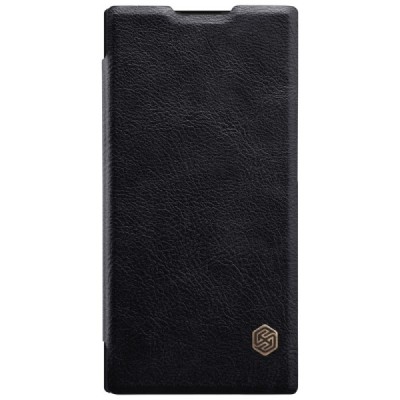 Greznais „Nillkin“ Qin sērijas ādas atvērams melns Sony Xperia XA2 (XA2 Dual) maciņš (maks) / Vacins.lv