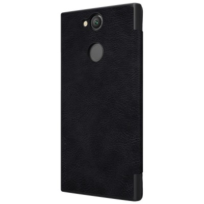Prabangus „Nillkin“ Qin serijos juodas odinis atverčiamas Sony Xperia XA2 (XA2 Dual) dėklas - knygutė / Priedai.lt