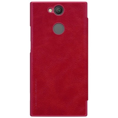 Greznais „Nillkin“ Qin sērijas ādas atvērams sarkans Sony Xperia XA2 (XA2 Dual) maciņš (maks) / Vacins.lv
