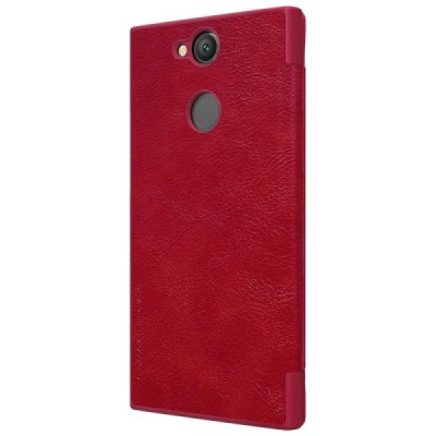 Greznais „Nillkin“ Qin sērijas ādas atvērams sarkans Sony Xperia XA2 (XA2 Dual) maciņš (maks) / Vacins.lv