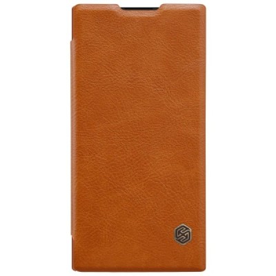 Greznais „Nillkin“ Qin sērijas ādas atvērams brūns Sony Xperia XA2 (XA2 Dual) maciņš (maks) / Vacins.lv