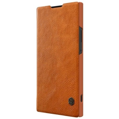Greznais „Nillkin“ Qin sērijas ādas atvērams brūns Sony Xperia XA2 (XA2 Dual) maciņš (maks) / Vacins.lv