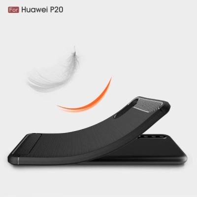 Huawei P20 „Carbon“ cieta silikona (TPU) melns apvalks / vacins.lv