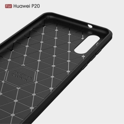 Huawei P20 „Carbon“ cieta silikona (TPU) melns apvalks / vacins.lv