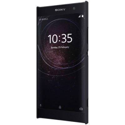 Nillkin Frosted Shield Sony Xperia XA2 (XA2 Dual) juodas plastikinis dėklas + apsauginė ekrano plėvelė / Priedai.lt