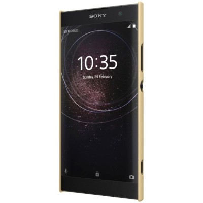 Nillkin Frosted Shield Sony Xperia XA2 (XA2 Dual) auksinis plastikinis dėklas + apsauginė ekrano plėvelė / Priedai.lt