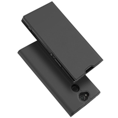 Sony Xperia XA2 (XA2 Dual) „Dux Ducis“ Skin sērijas melns ādas atvērams maciņš / Vacins.lv
