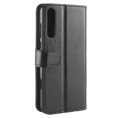 Huawei P20 Pro atverčiamas juodas odinis dėklas, knygutė - piniginė / Priedai.lt