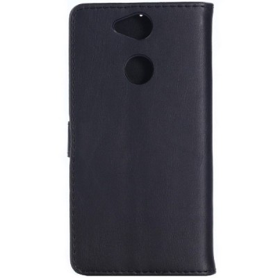 Sony Xperia XA2 (XA2 Dual) atvēramais ādas melns retro maciņš (maks) / Vacins.lv