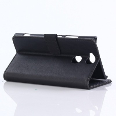 Sony Xperia XA2 (XA2 Dual) atvēramais ādas melns retro maciņš (maks) / Vacins.lv