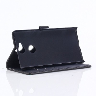 Sony Xperia XA2 (XA2 Dual) atvēramais ādas melns retro maciņš (maks) / Vacins.lv