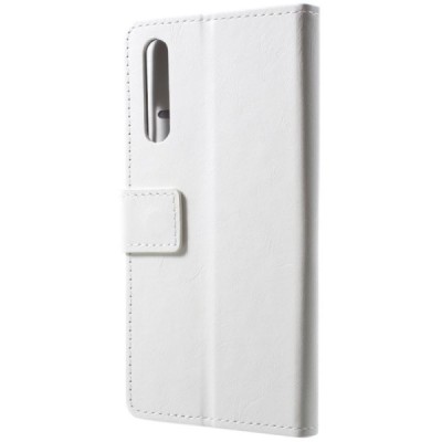 Huawei P20 Pro atvēramais ādas balts maciņš, grāmata (maks) / Vacins.lv