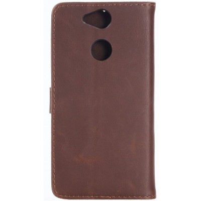 Sony Xperia XA2 (XA2 Dual) atvēramais ādas tumši brūns retro maciņš (maks) / Vacins.lv