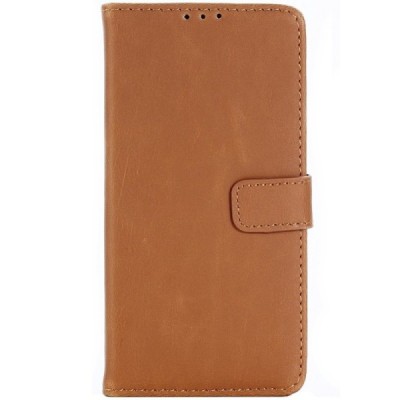 Sony Xperia XA2 (XA2 Dual) atverčiamas šviesiai rudos spalvos odinis retro dėklas - piniginė / Priedai.lt