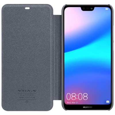 Huawei P20 Lite (Nova 3e) „Nillkin“ Sparkle atvēramais pelēks maciņš / Vacins.lv