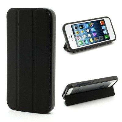 Atverčiamas juodas rėmelis (bamperis) Apple iPhone SE (5, 5s) su smart cover funkcija / Priedai.lt