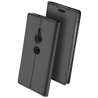 Sony Xperia XZ2 „Dux Ducis“ Skin sērijas melns ādas atvērams maciņš / Vacins.lv